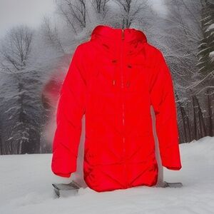 NEW KATE SPADE WOMEN'S 31" ZIP BIB HOOD MIXED PATTERN WELLON RED JACKET S,M,XL